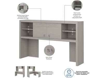 Office by kathy ireland Echo 60" Writing Desk with Mobile File Cabinet, Gray Sand (ECH036GS)