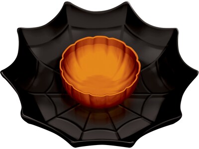 Amscan Classic Halloween Chip-and-Dip Bowl, Orange/Black (431215)