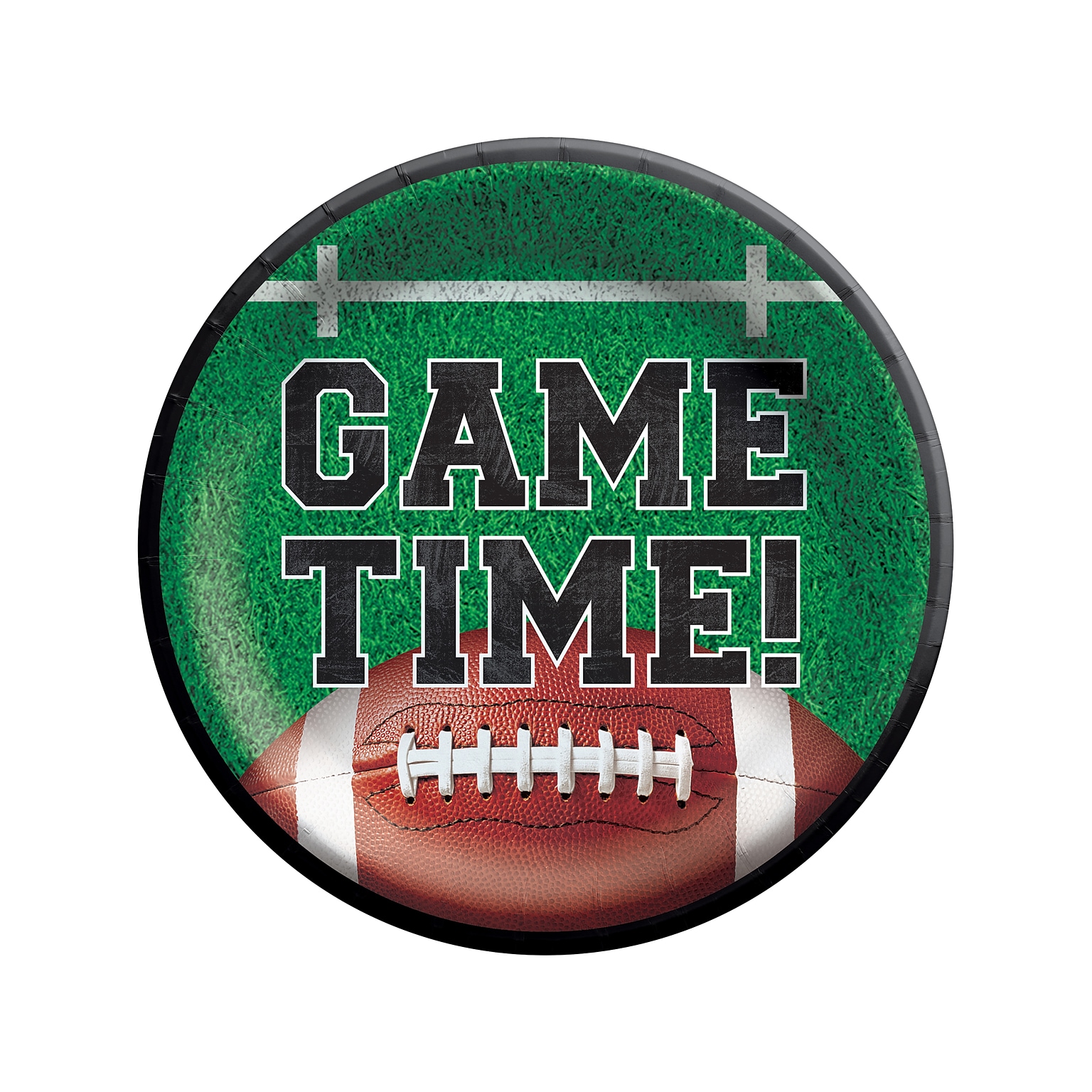 Amscan Tailgates and Touchdowns Football Plate, Green/Brown, 60/Pack (742097)