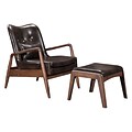 Zuo Bully Leatherette Lounge Chair & Ottoman Brown 100535