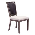 Zuo Market Leatherette, Polyester Linen Dining Chair Brown & Beige Pack of 2 98379