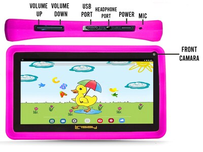 Linsay Kids' 7" Tablet with Case, Kids' Bag & microSD Card, Wi-Fi, 2 GB RAM, 64GB Android 13, Pink (F7UHDKIDSPIBSD)