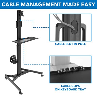 Mount-lt! Adjustable Monitor Cart, Up to 32", Black (MI-7985)