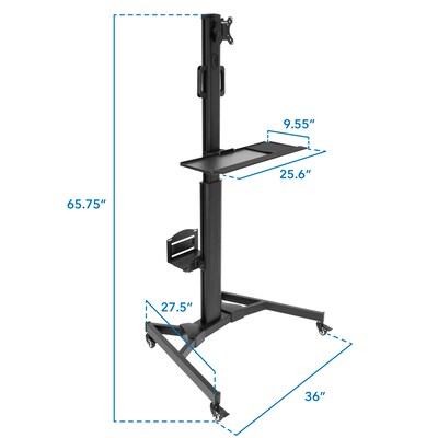 Mount-lt! Adjustable Monitor Cart, Up to 32, Black (MI-7985)