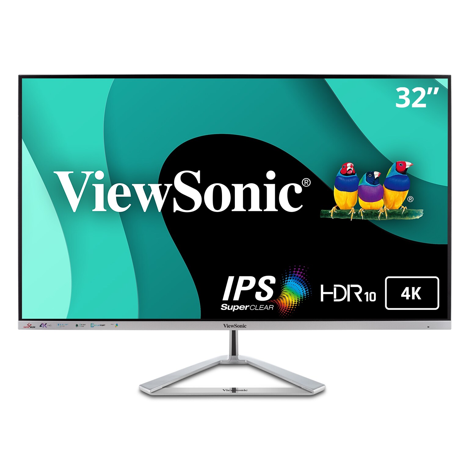 ViewSonic 32 4K Ultra HD 60Hz LCD Monitor, Silver (VX3276-4K-MHD)