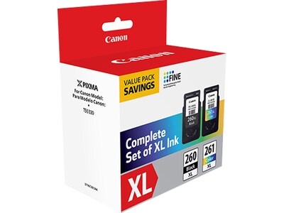 Canon 260XL/261XL Black and TriColor High Yield Ink Cartridge, 2/Pack (3706C005)