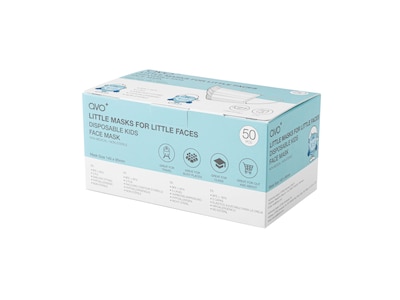 AVO+ 3-ply Disposable Face Mask, Kids', Blue, 50/Box, 2 Boxes/Case (TBN203188)