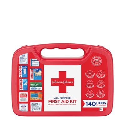 Johnson & Johnson All Purpose First Aid Kit, 140 Items (117210)