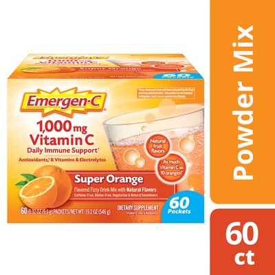 Emergen-C 1000mg Vitamin C Supplement Powder, Super Orange, 60/Pack (130213)