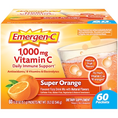 Emergen-C 1000mg Vitamin C Supplement Powder, Super Orange, 60/Pack (130213)