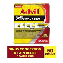 Advil® Sinus Congestion & Pain Relief, Pain & Fever Reducer, 1/Pack, 50/Box (019901)