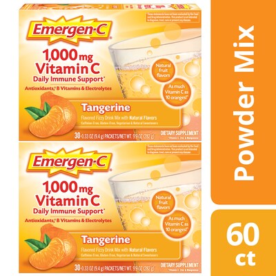 Emergen-C 1000mg Vitamin C Supplement Powder, Tangerine, 60/Box (139051)