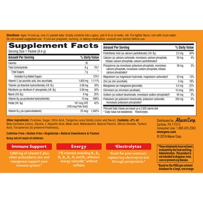 Emergen-C 1000mg Vitamin C Supplement Powder, Tangerine, 60/Box (139051)