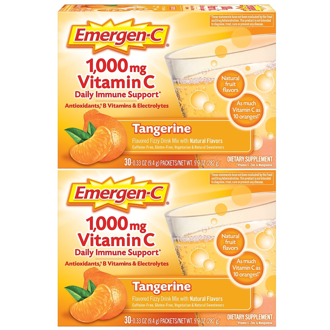 Emergen C 1000mg Vitamin C Supplement Powder Tangerine 60 Box Quill Com