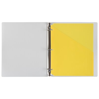 JAM PAPER Plastic Binder Pockets, 3-Hole Punched, Yellow, 6/Pack (226339298)