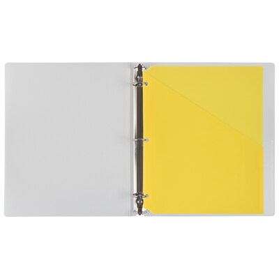 JAM Paper Plastic Binder Pockets, 3-Hole Punched, Yellow, 6/Pack (226339298)