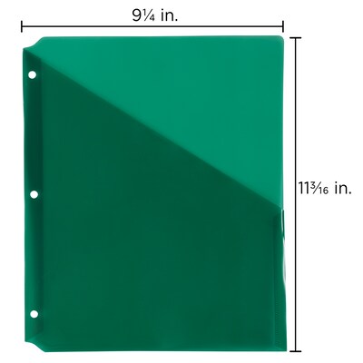 JAM Paper Plastic Binder Pockets, 3-Hole Punched, Green, 6/Pack (226339297)
