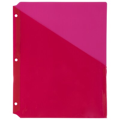 JAM Paper Plastic Binder Pockets, 3-Hole Punched, Red, 6/Pack (226339296)