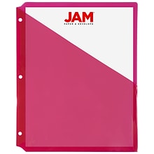JAM Paper Plastic Binder Pockets, 3-Hole Punched, Red, 6/Pack (226339296)