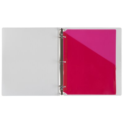 JAM PAPER Plastic Binder Pockets, 3-Hole Punched, Red, 6/Pack (226339296)