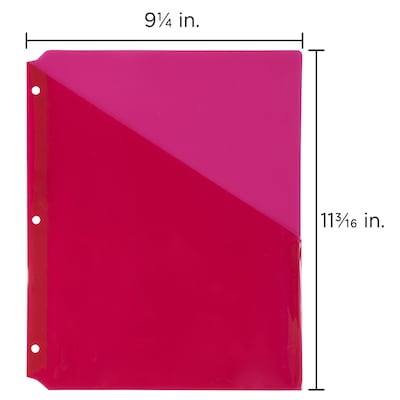 JAM Paper Plastic Binder Pockets, 3-Hole Punched, Red, 6/Pack (226339296)