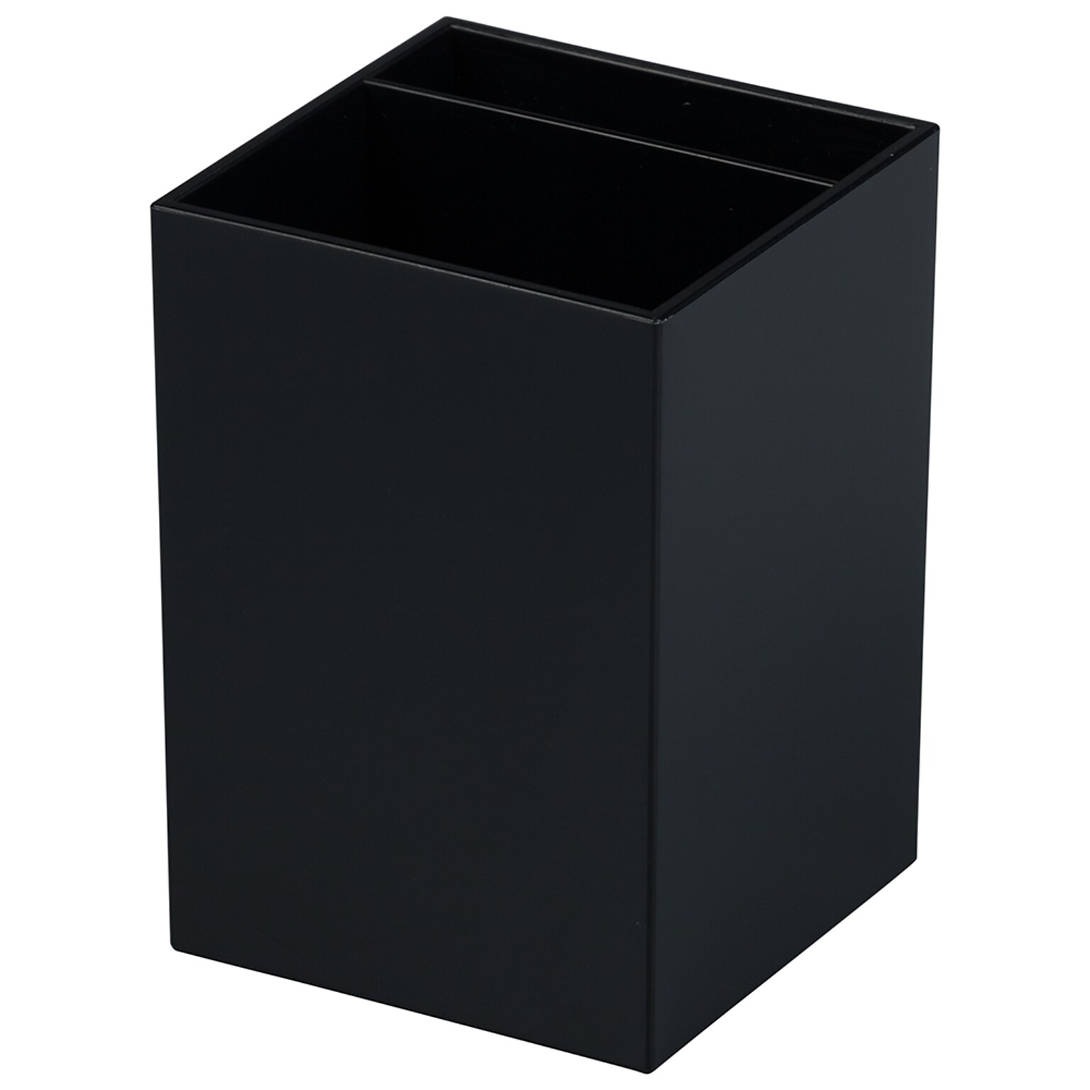 JAM PAPER 2 Compartment Plastic Pen Holder, Black (341BL)