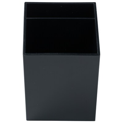 JAM PAPER 2 Compartment Plastic Pen Holder, Black (341BL)