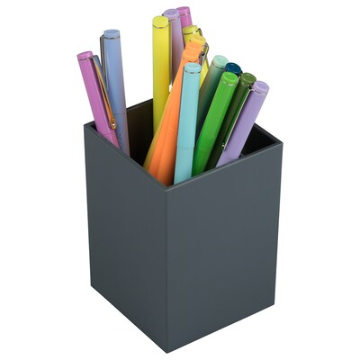 JAM PAPER 2 Compartment Plastic Pen Holder, Grey (341GY)