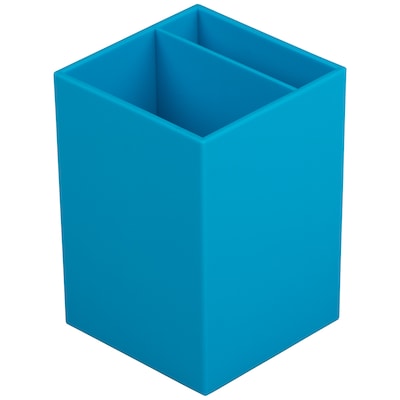 JAM PAPER 2 Compartment Plastic Pen Holder, Blue (341BU)