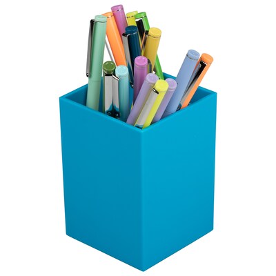 JAM PAPER 2 Compartment Plastic Pen Holder, Blue (341BU)