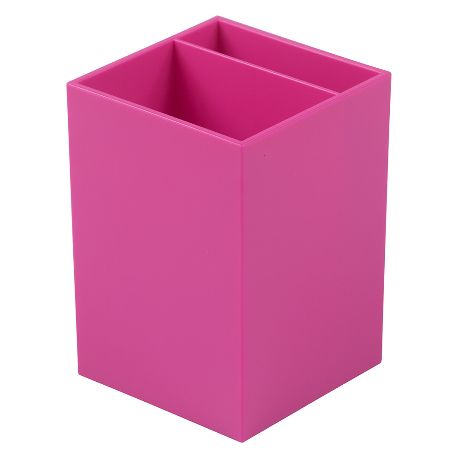 JAM PAPER 2 Compartment Plastic Pen Holder, Fuchsia Pink (341FU)