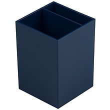 JAM PAPER 2 Compartment Plastic Pen Holder, Navy Blue (341GY)