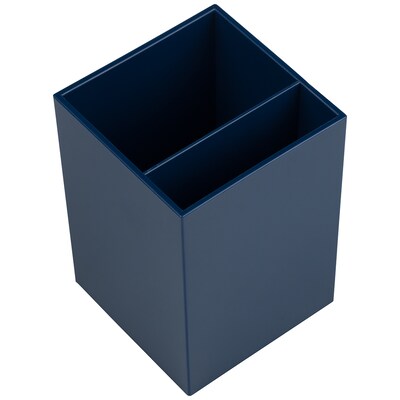 JAM PAPER 2 Compartment Plastic Pen Holder, Navy Blue (341GY)