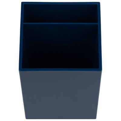 JAM PAPER 2 Compartment Plastic Pen Holder, Navy Blue (341GY)