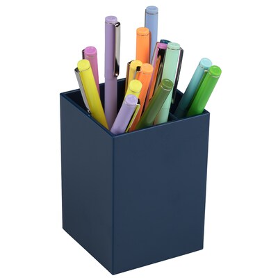 JAM PAPER 2 Compartment Plastic Pen Holder, Navy Blue (341GY)