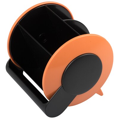 JAM Paper 4 Compartment Plastic Round Desk Organizer Supply Set, Orange/Black (SO101OR)