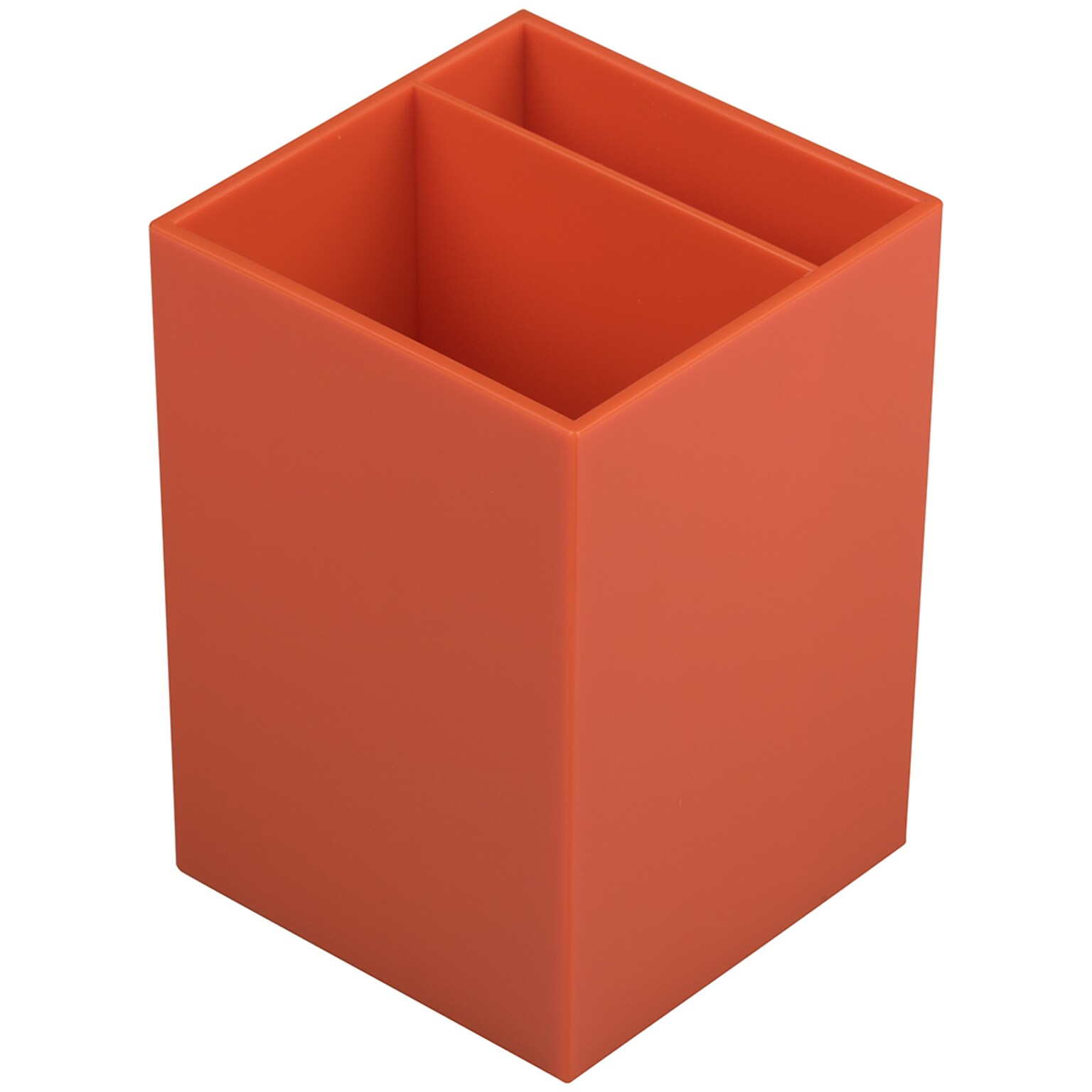 JAM PAPER 2 Compartment Plastic Pen Holder, Orange (341OR)