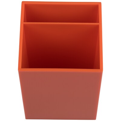 JAM PAPER 2 Compartment Plastic Pen Holder, Orange (341OR)