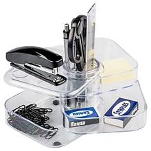 JAM PAPER Plastic Swivel Desk Organizer Supply Set, Clear (SO102CL)