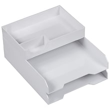 JAM Paper Organizer Set Stackable Front Loading Letter Tray, Letter Size, White Plastic (344SWH)