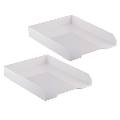 JAM Paper Organizer Set Stackable Front Loading Letter Tray, Letter Size, White Plastic (344SWH)