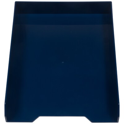 JAM Paper Stackable Front Loading Letter Tray, Letter Size, Navy Blue Plastic (344NA)