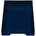 JAM Paper Stackable Front Loading Letter Tray, Letter Size, Navy Blue Plastic (344NA)