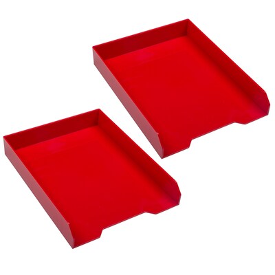 JAM PAPER Stackable 3 Piece Desktop Organizer Set, Red Plastic (344SRE)