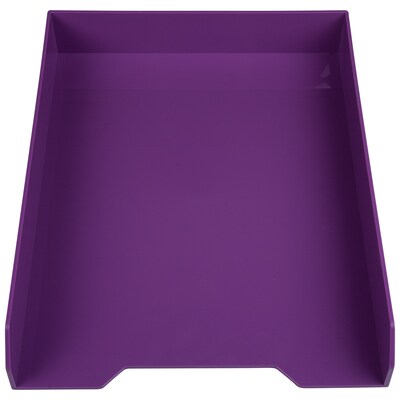 JAM Paper Stackable Front Loading Letter Tray, Letter Size, Purple Plastic, 2/Pack (344PUA)