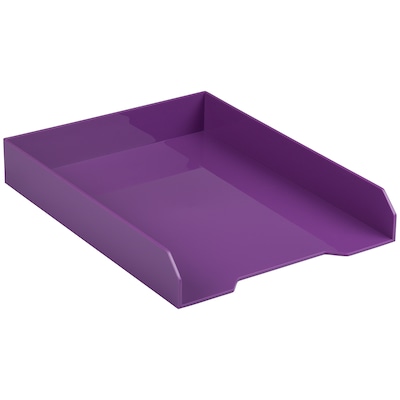 JAM Paper Stackable Front Loading Letter Tray, Letter Size, Purple Plastic, 2/Pack (344PUA)