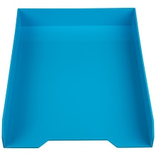 JAM Paper Stackable Front Loading Letter Tray, Letter Size, Blue Plastic (344BU)