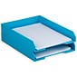 JAM Paper Stackable Front Loading Letter Tray, Letter Size, Blue Plastic, 2/Pack (344BUA)