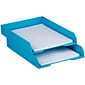 JAM Paper Stackable Front Loading Letter Tray, Letter Size, Blue Plastic, 2/Pack (344BUA)