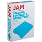 JAM Paper Stackable Front Loading Letter Tray, Letter Size, Blue Plastic (344BU)